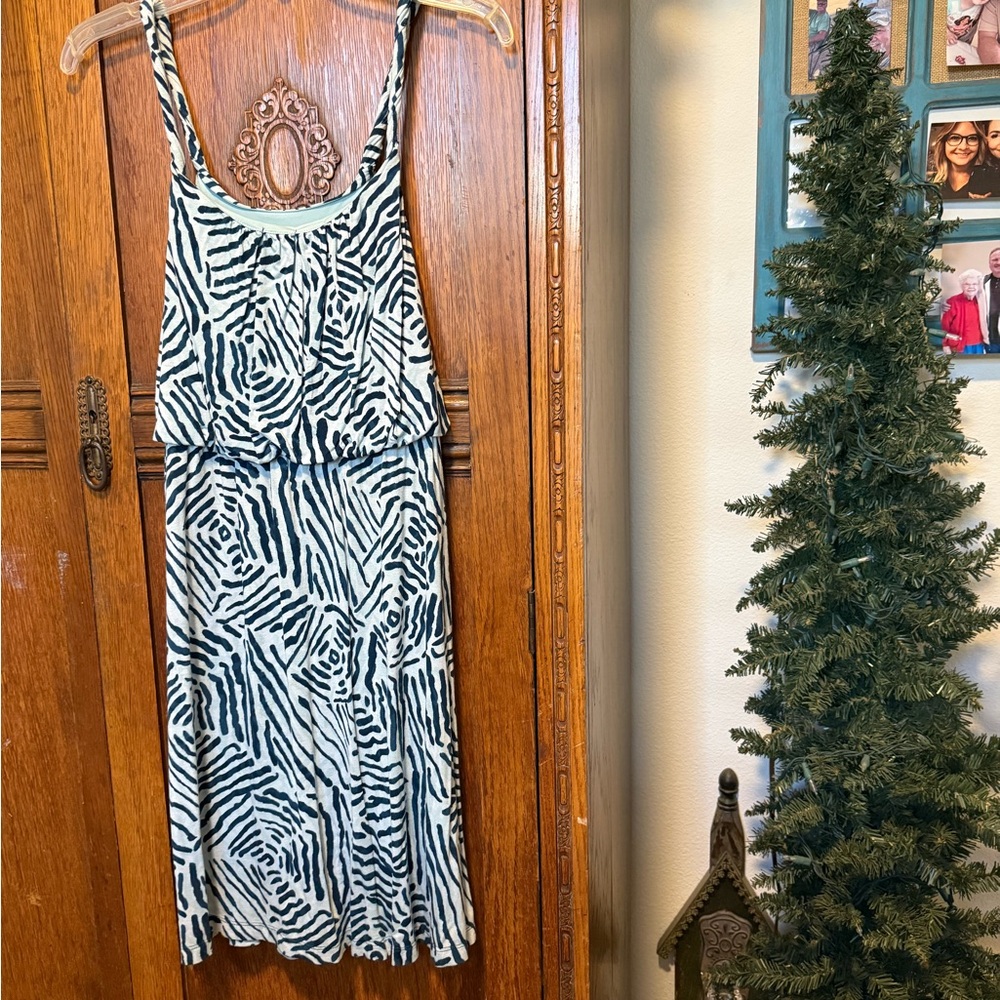 LOFT light blue with dark blue accent dress